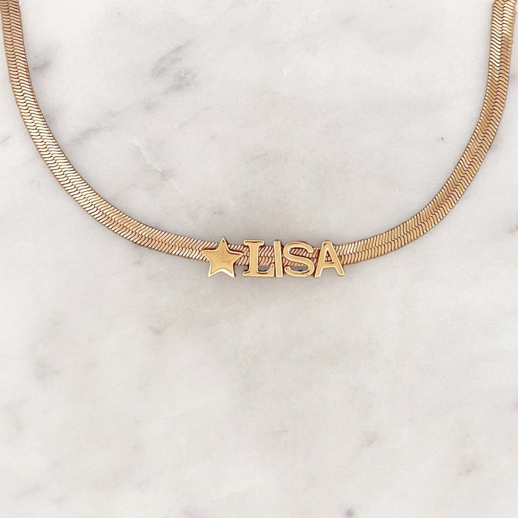 Flat Name Necklace Star - ByNouck Jewelry