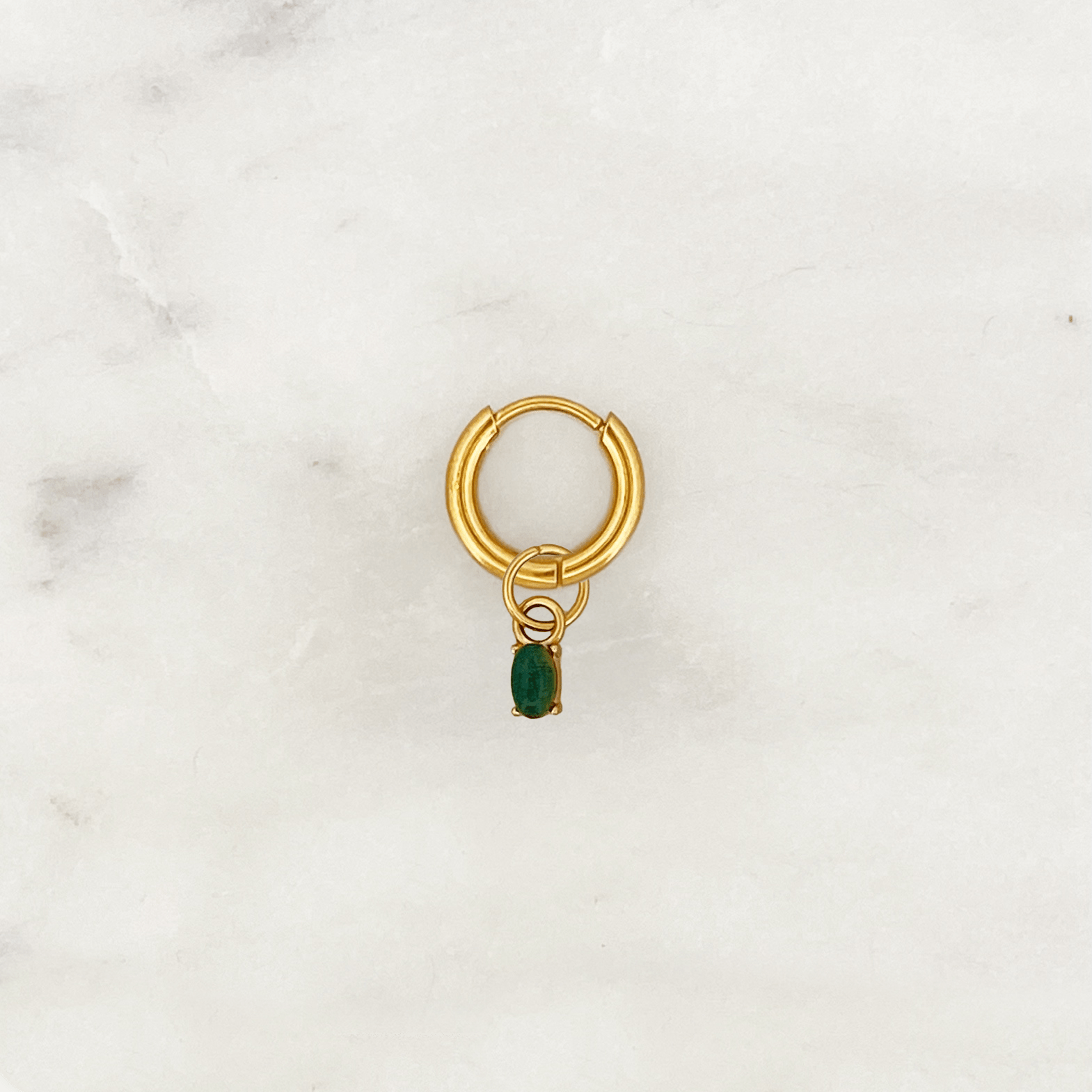 Hoop Green Quartz Oval - ByNouck Jewelry