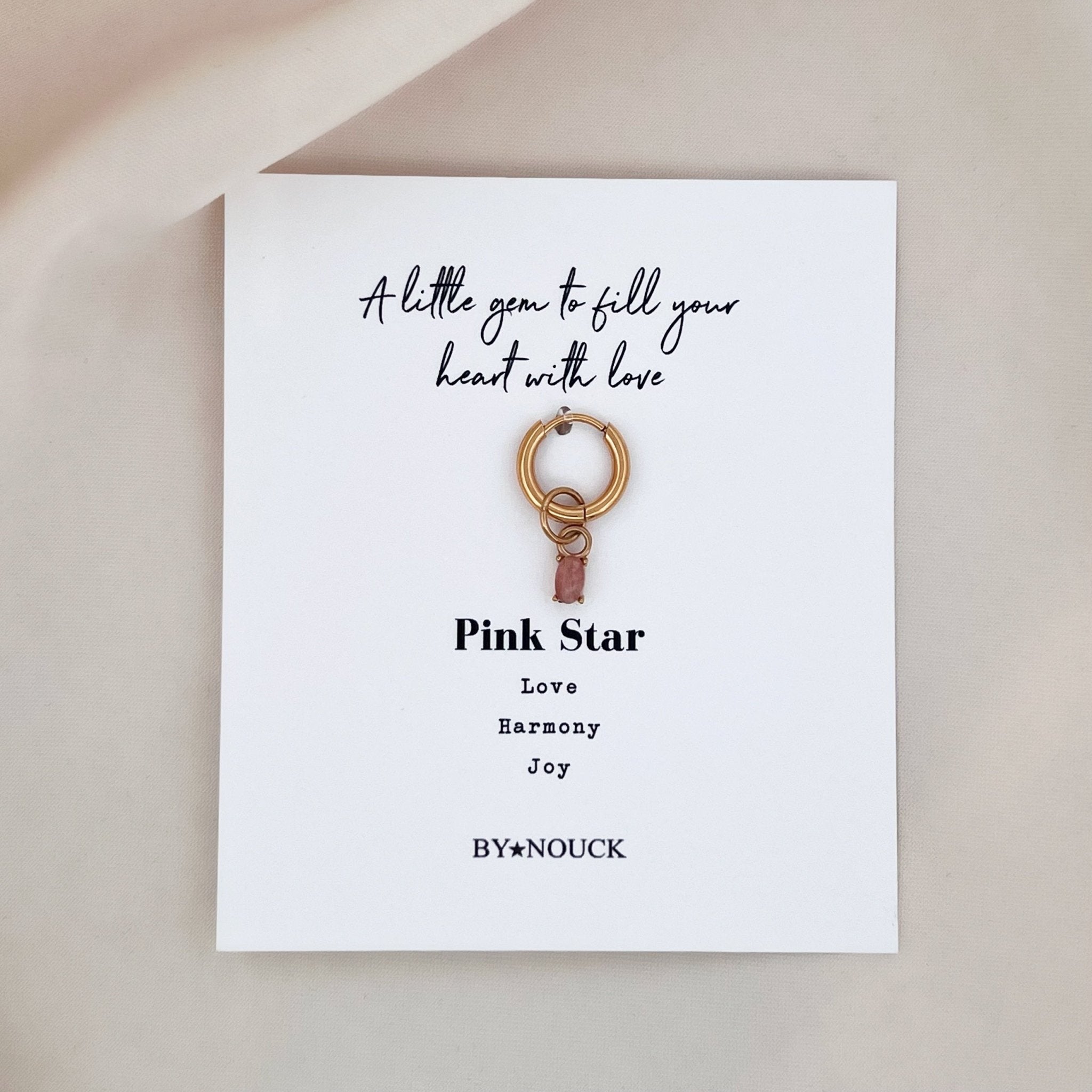 Hoop Pink Star Oval - ByNouck Jewelry