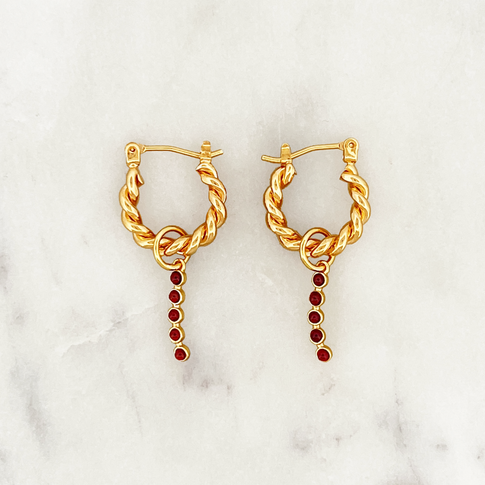 Voorbeeld Twisted Hoop Set Rode Stippen