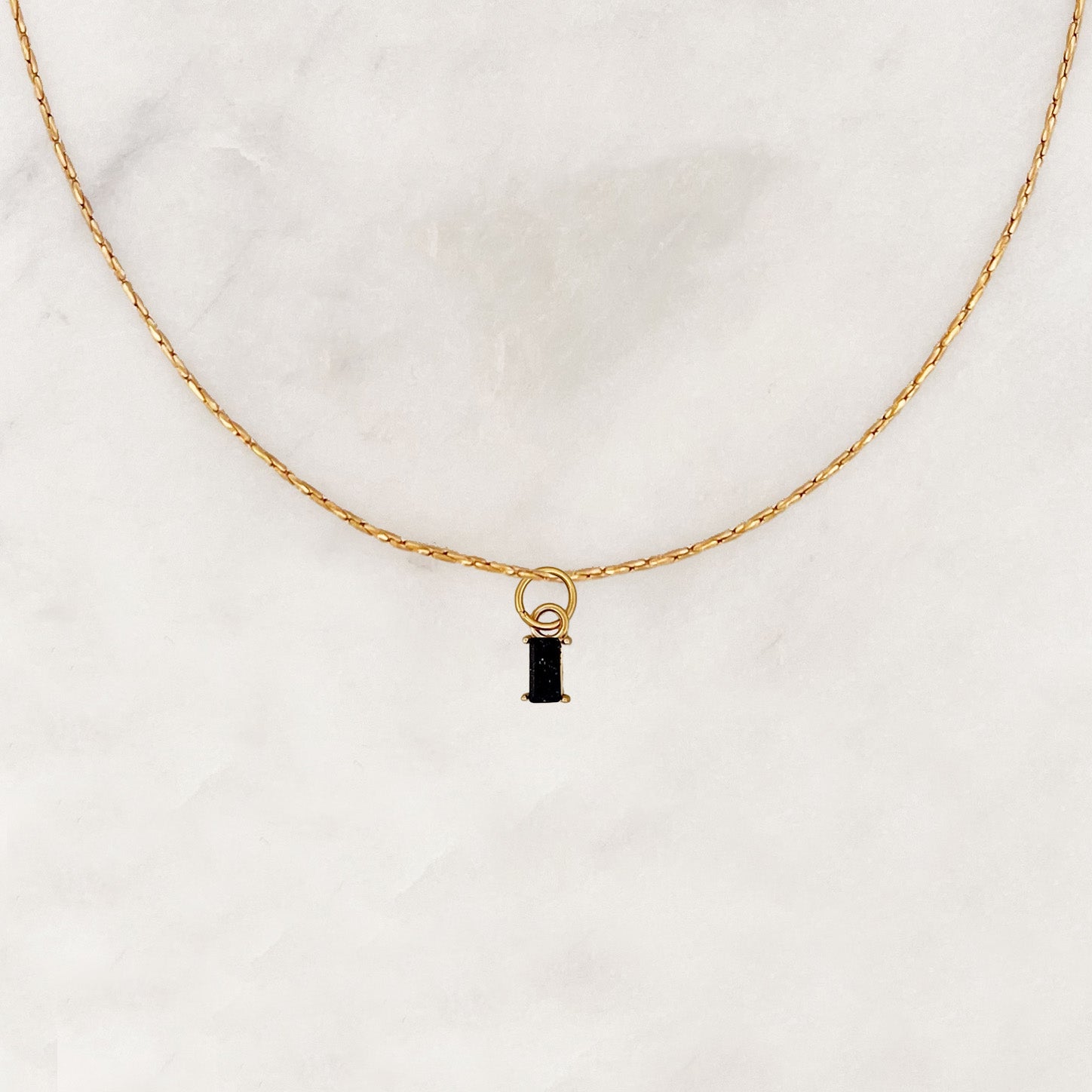 Necklace Blue Sandstone Baguette - ByNouck Jewelry