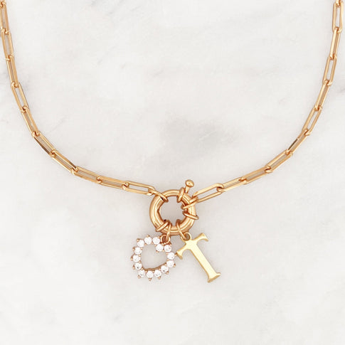 Necklace Bright Heart Big Initial - ByNouck Jewelry