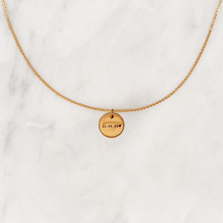 Necklace Engrave Mini Dot Coin - ByNouck Jewelry