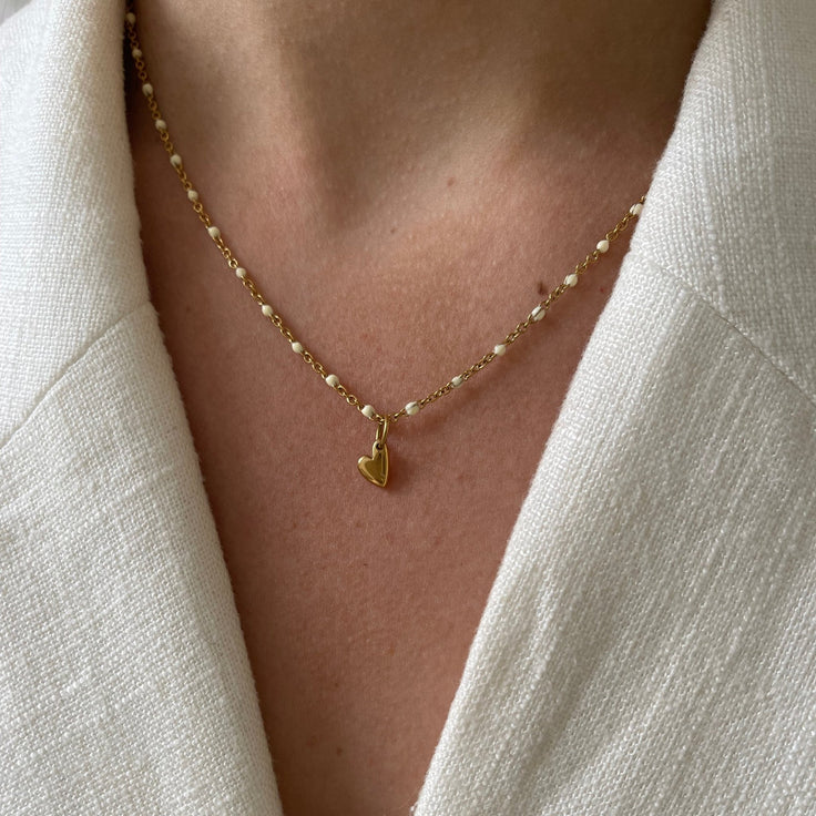 Necklace Ivory Dots Little Heart - ByNouck Jewelry