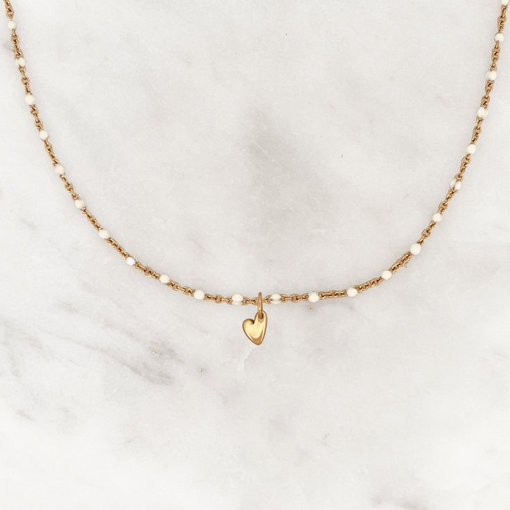 Necklace Ivory Dots Little Heart - ByNouck Jewelry