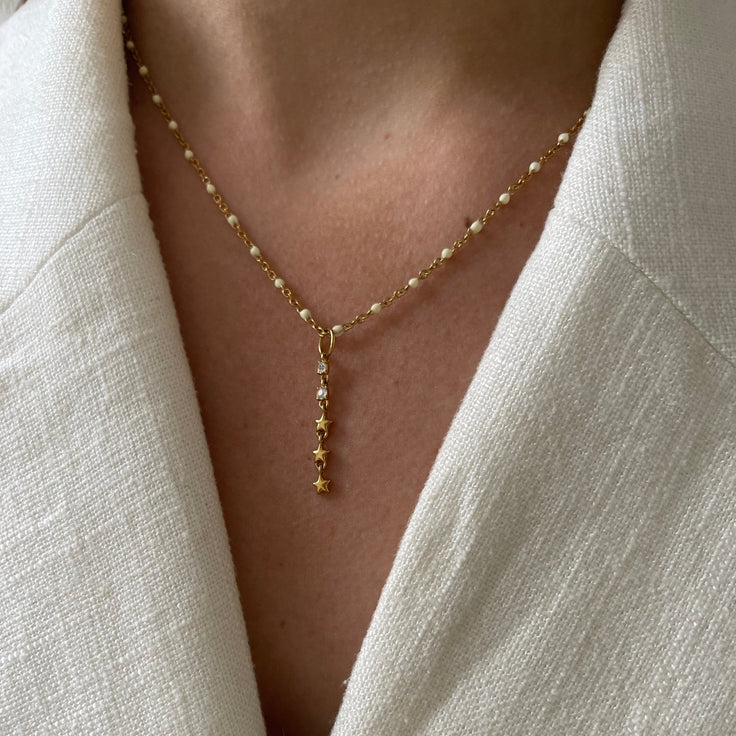 Necklace Ivory Dots Strass Stars - ByNouck Jewelry