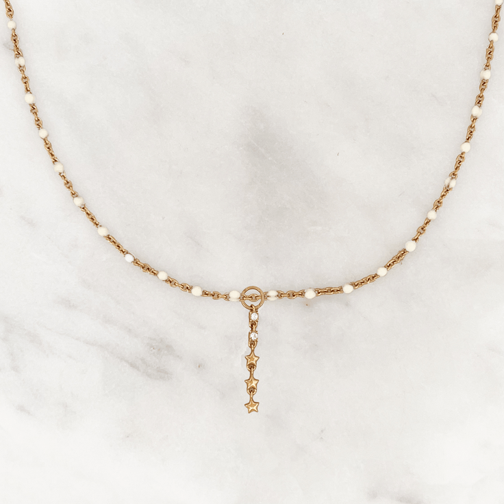 Necklace Ivory Dots Strass Stars - ByNouck Jewelry