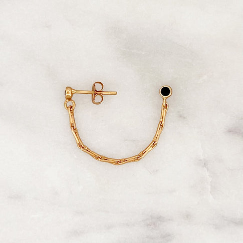 Onyx Earpin Fine Chain - ByNouck Jewelry