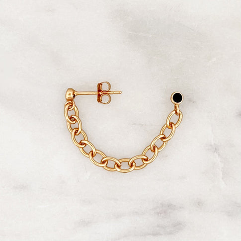 Onyx Earpin Oval Chain - ByNouck Jewelry