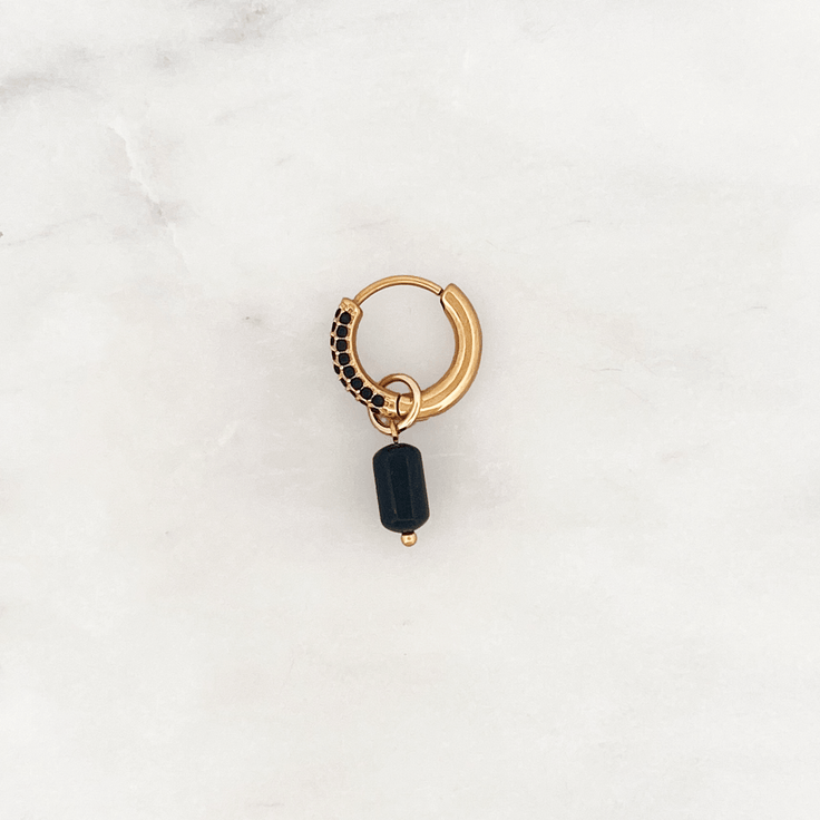 Onyx Hoop Coal Tube - ByNouck Jewelry