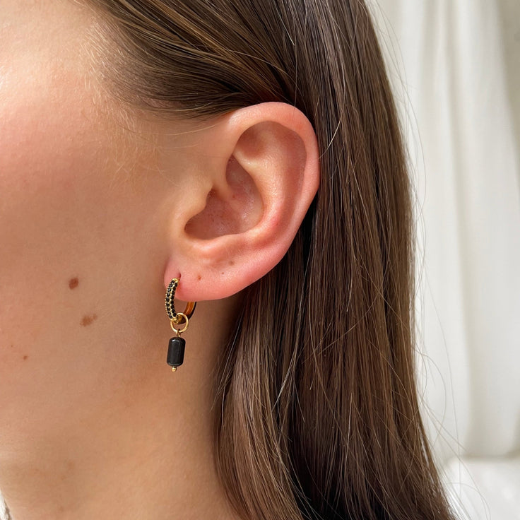 Onyx Hoop Coal Tube - ByNouck Jewelry