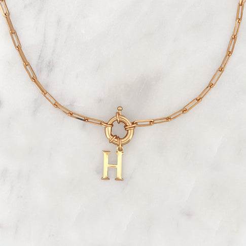 Oval Necklace Big Initial - ByNouck Jewelry