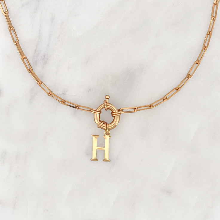 Oval Necklace Big Initial - ByNouck Jewelry