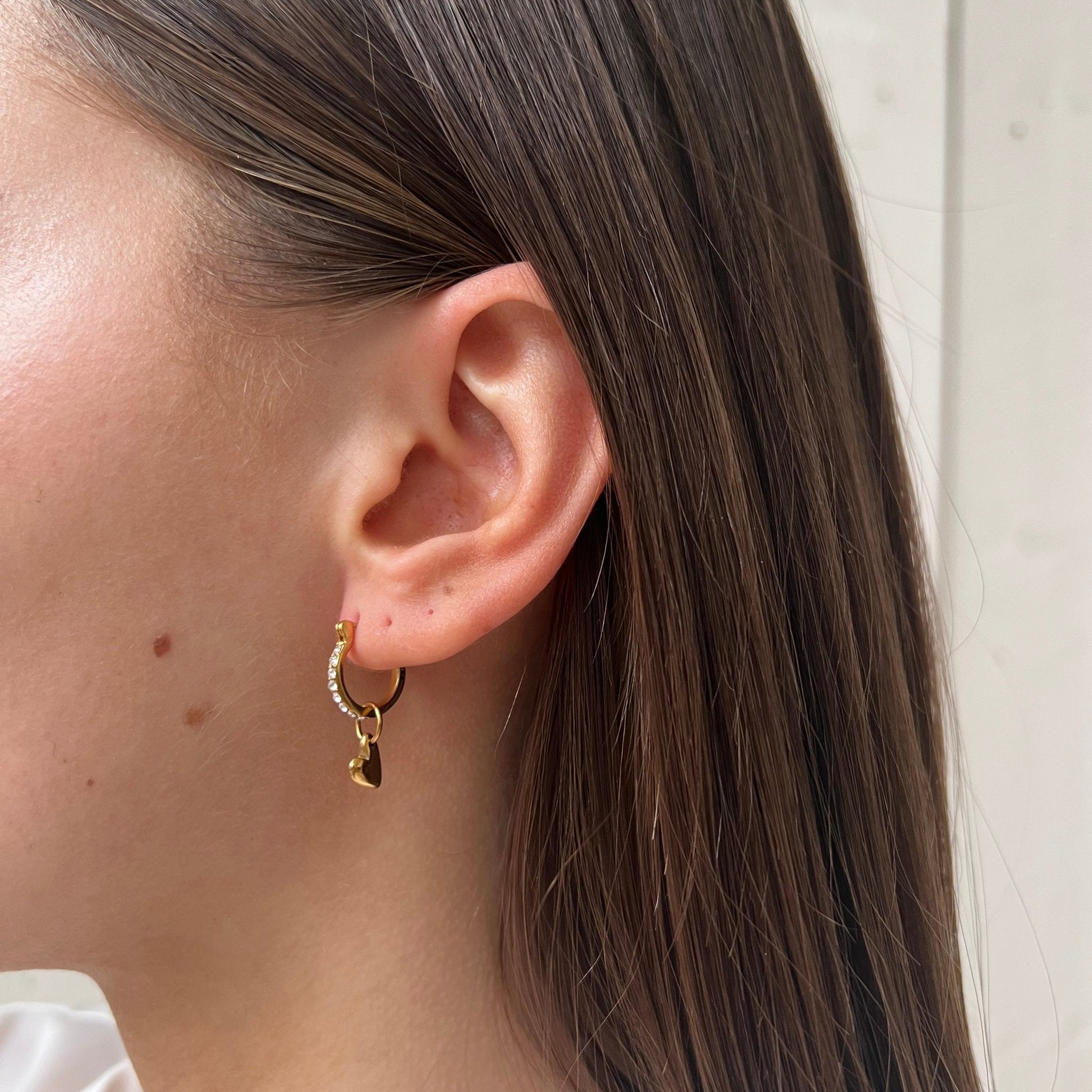 Rhinestones Hoop Little Heart - ByNouck Jewelry