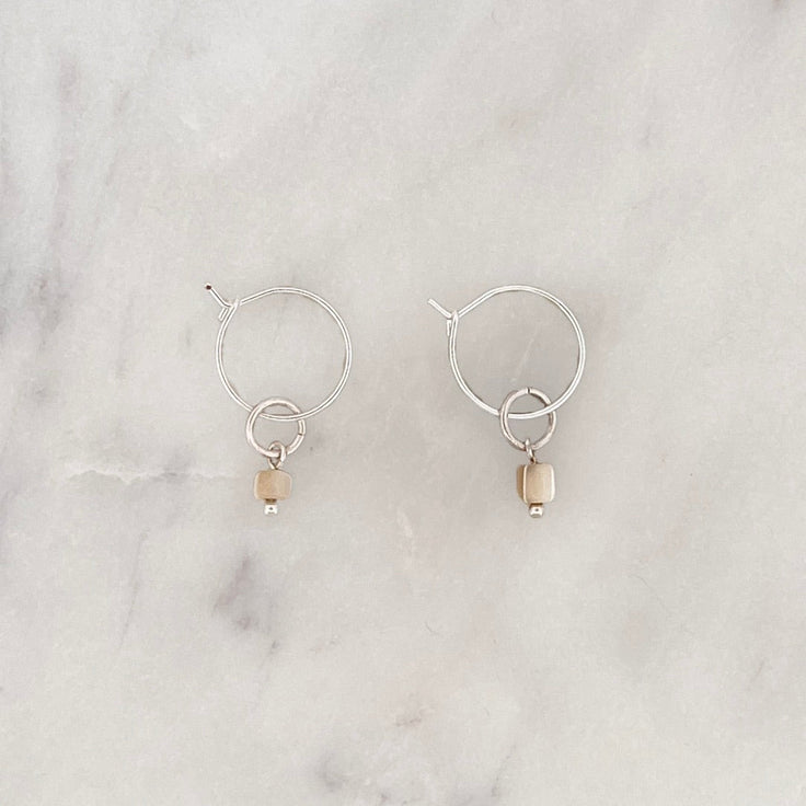 Sample Thin Earring Shell Bead Set Silverplated - ByNouck Jewelry