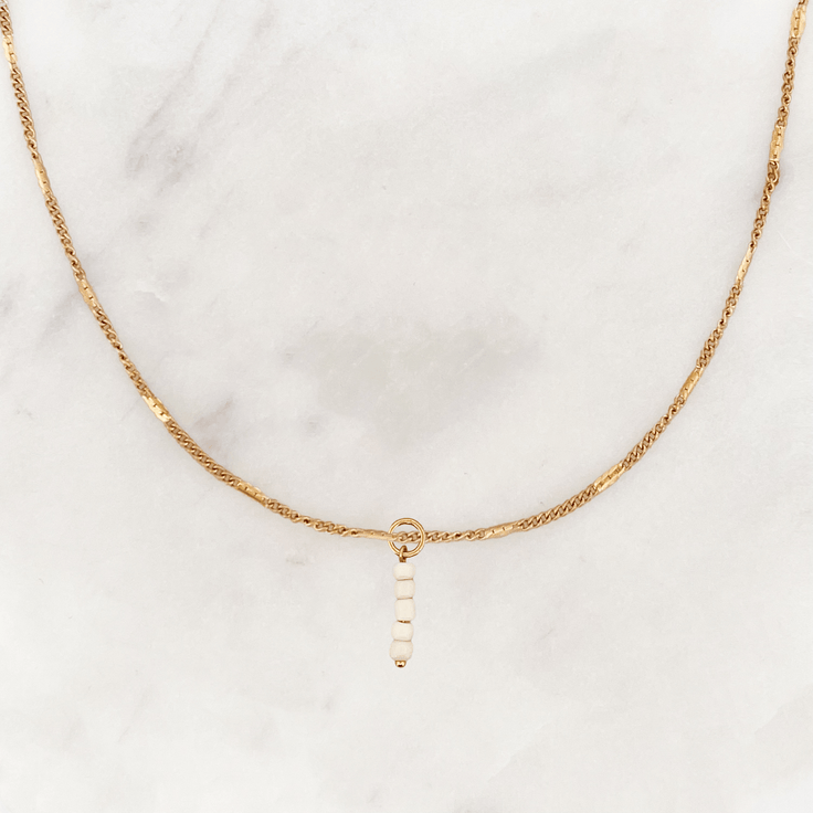 Signet Necklace Coconut Beads - ByNouck Jewelry