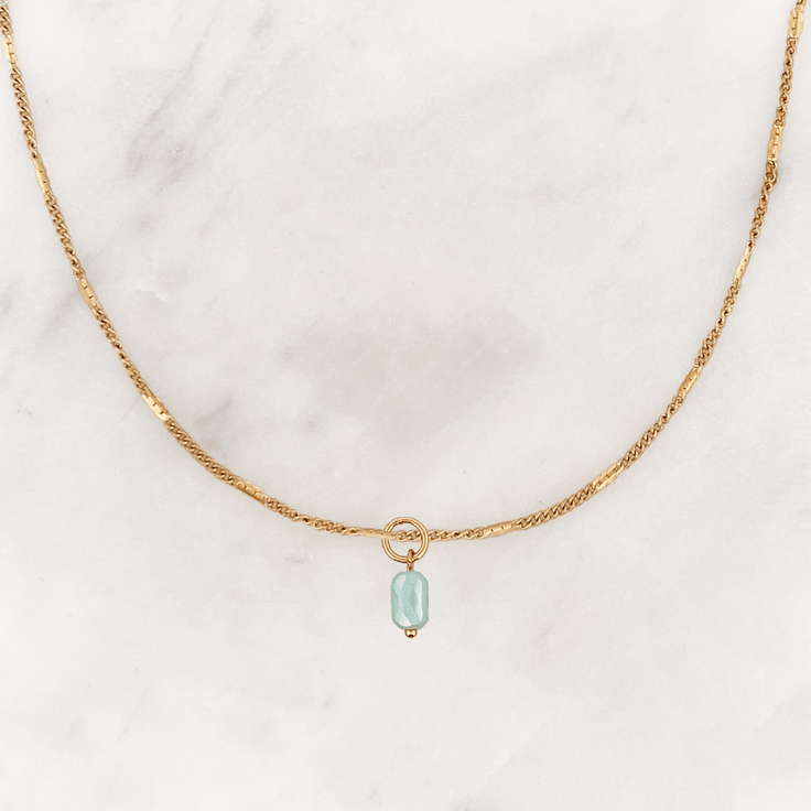 Signet Necklace Tropical Blue Facet Bead - ByNouck Jewelry