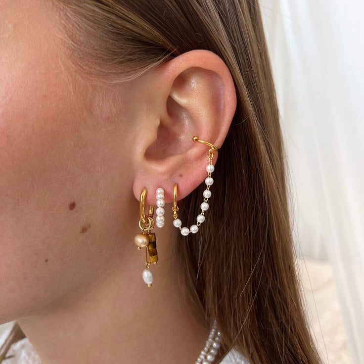 Small Pearl Hoop Set - ByNouck Jewelry