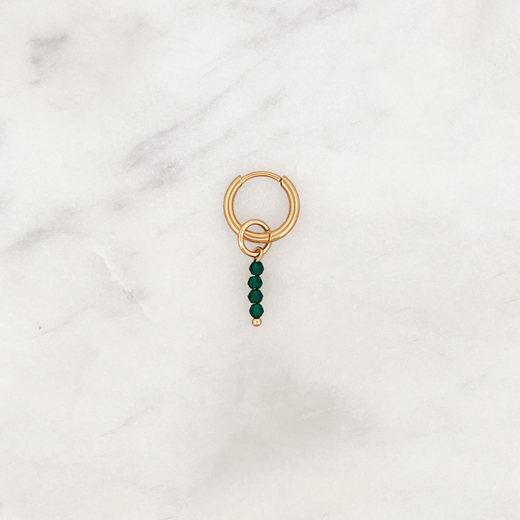 Tiny Huggie Green Beads - ByNouck Jewelry