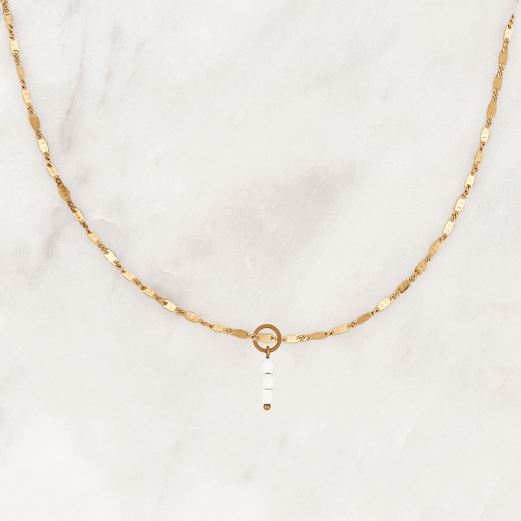 Twisted Necklace Snow White Beads - ByNouck Jewelry