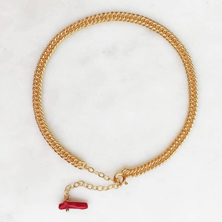 Anklet Small Curb Red - ByNouck Jewelry