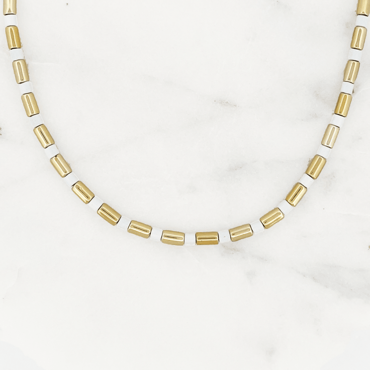 Beach Necklace White Plain - ByNouck Jewelry