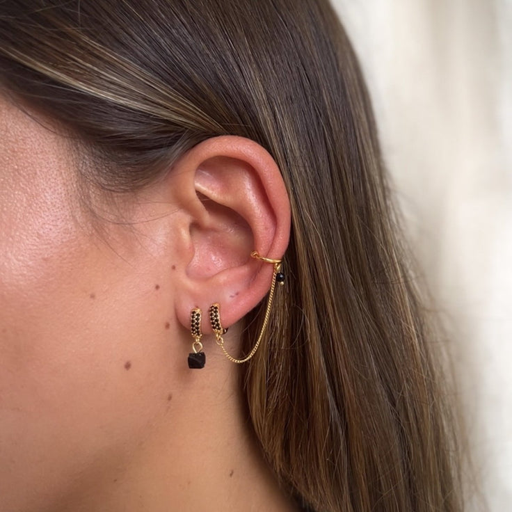 Black Hoop Onyx Stone - ByNouck Jewelry