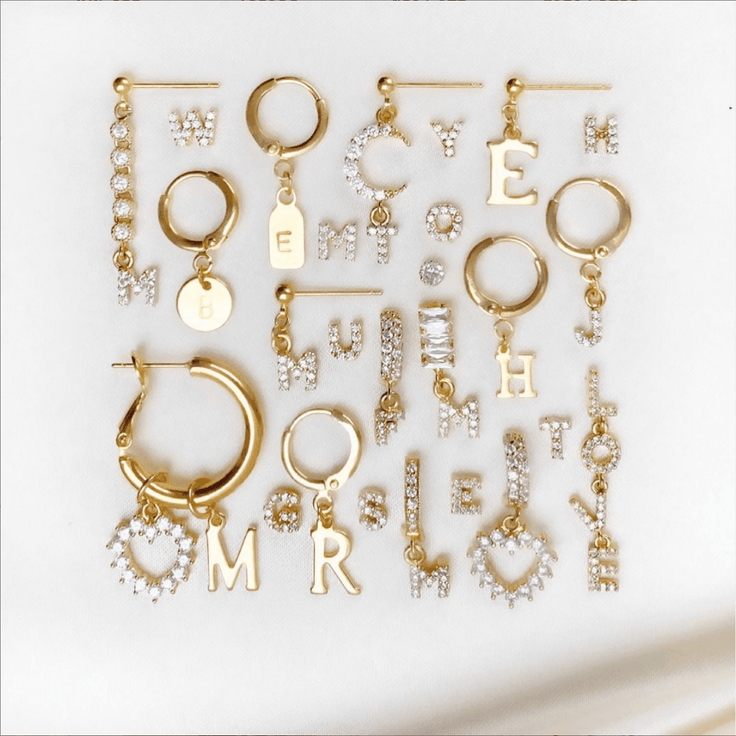 Diamond Initial Hoop - ByNouck Jewelry