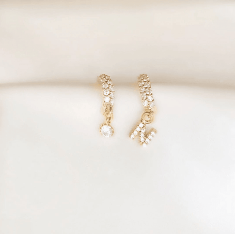 Diamond Initial Hoop - ByNouck Jewelry
