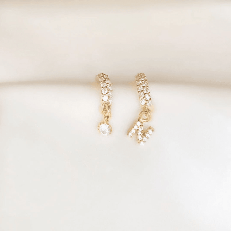 Diamond Initial Hoop - ByNouck Jewelry
