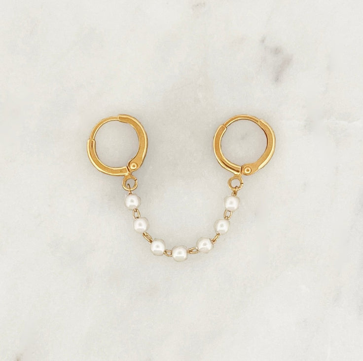 Double Earring Pearl Chain - ByNouck Jewelry