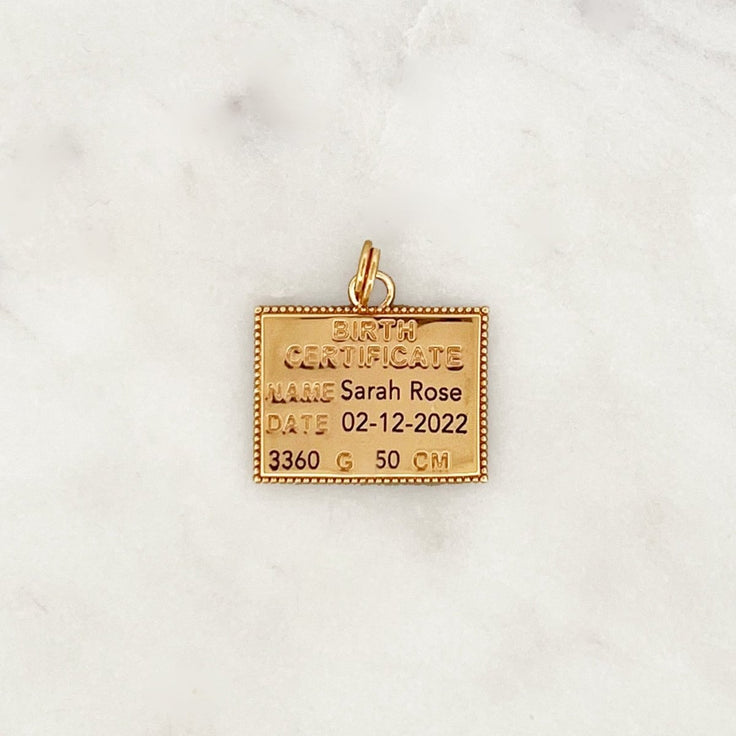 DYO Engrave Birth Certificate - ByNouck Jewelry