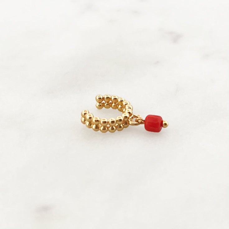 Ear Cuff Red Cube - ByNouck Jewelry