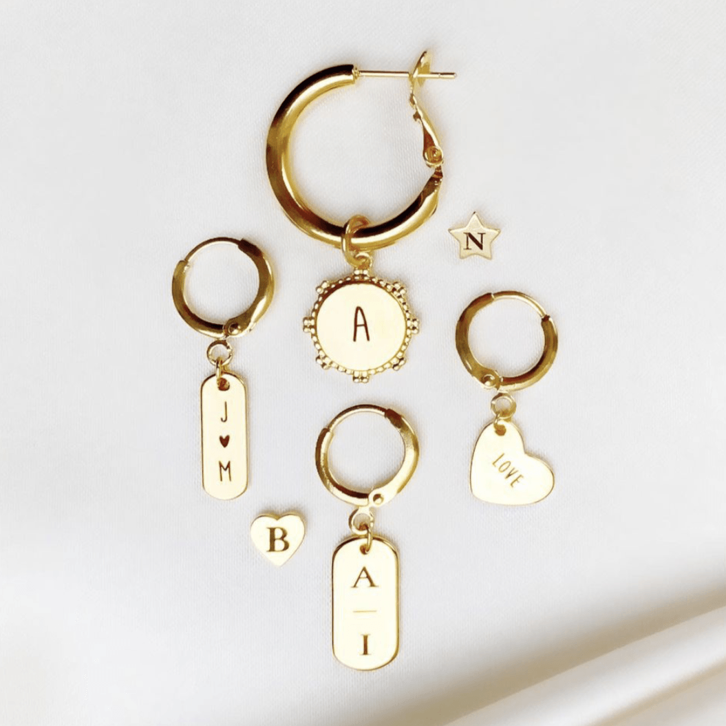 Engrave Earstud Heart - ByNouck Jewelry