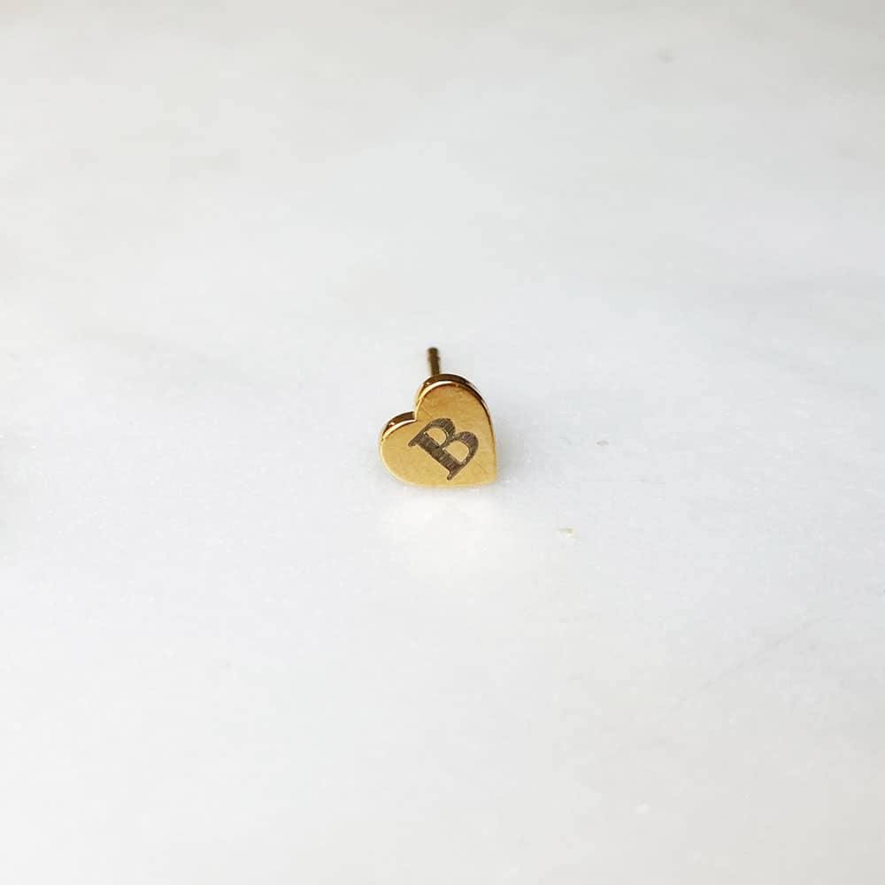 Engrave Earstud Heart - ByNouck Jewelry