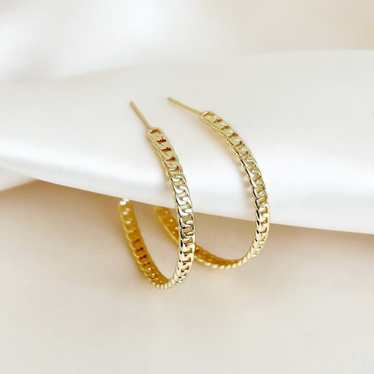 Flat Curb Hoop Set - ByNouck Jewelry
