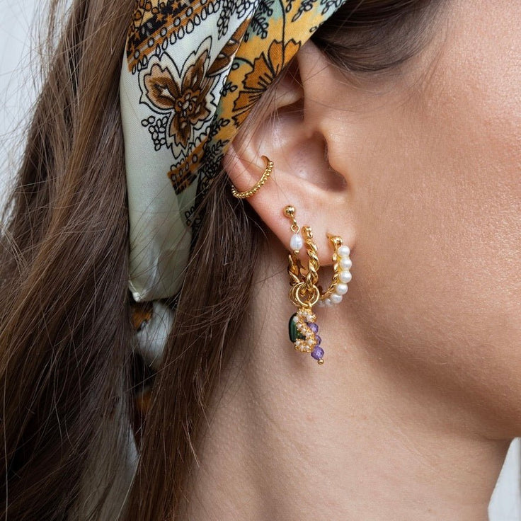 Pearl Leaf Hoop Set - ByNouck Jewelry