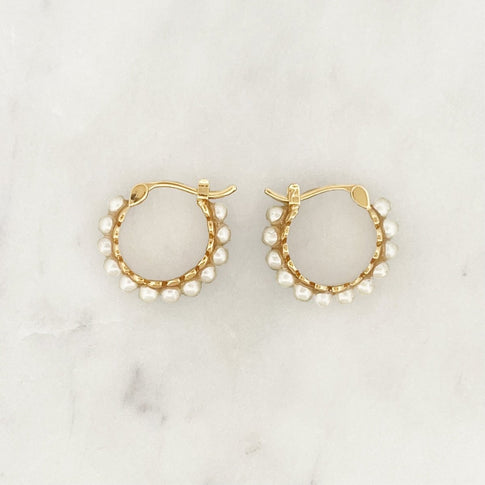 Pearl Leaf Hoop Set - ByNouck Jewelry