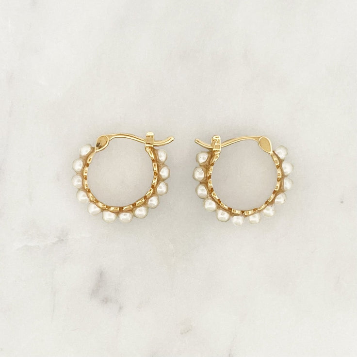 Pearl Leaf Hoop Set - ByNouck Jewelry