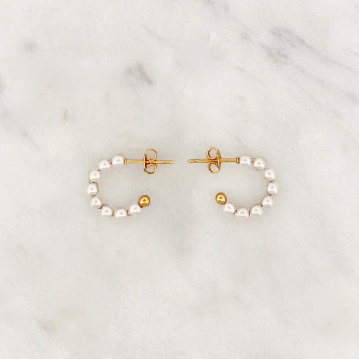 Small Pearl Hoop Set - ByNouck Jewelry