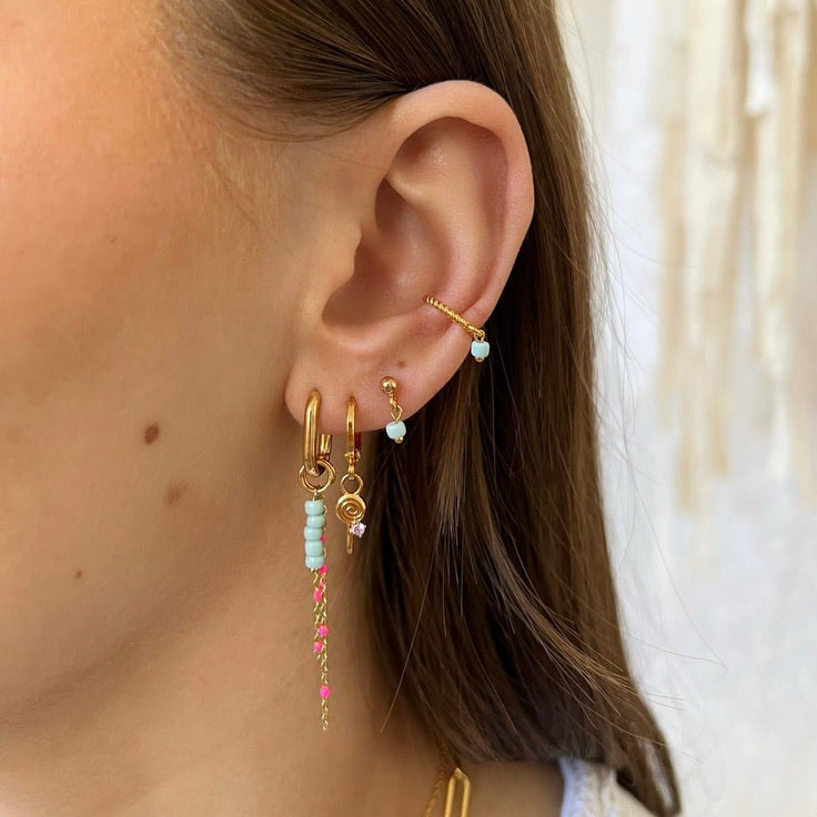 Twisted Ear cuff Minty Bead - ByNouck Jewelry