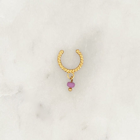 Twisted Ear cuff Purple Bead - ByNouck Jewelry