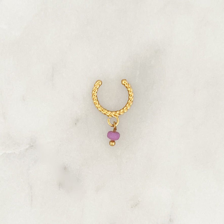 Twisted Ear cuff Purple Bead - ByNouck Jewelry