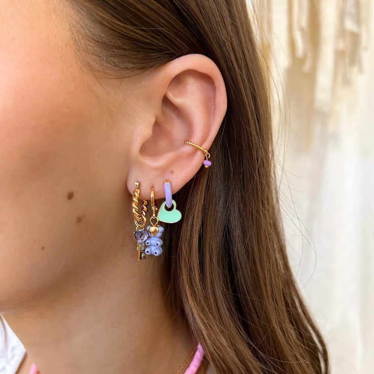 Twisted Ear cuff Purple Bead - ByNouck Jewelry